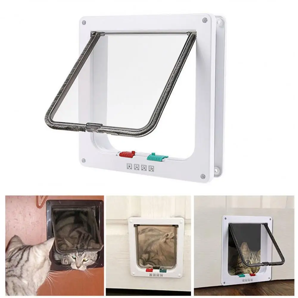 

Pet Smooth Non-deformation Flap 4 Switch Modes Easy To Install Safety ABS Quiet Pet Cats Security Pet Door Flap For Pet