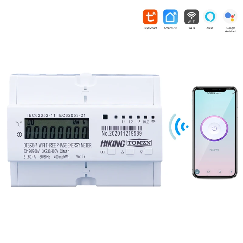 Medidor de Energia Consumo de Energia Tuya Wifi Inteligente 3*120v 3*220v 3*230v 50 – 60hz Temporizador Monitor Kwh Medidor Wattmeter 3p 4 Fio