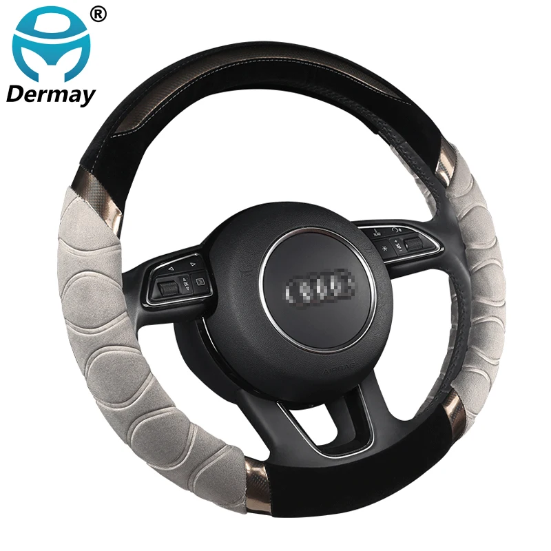 

Winter New Plush Steering Wheel Cover Velvet + Carbon Fibre High Quality M size for 37-38cm Steering Wheel Car Styling
