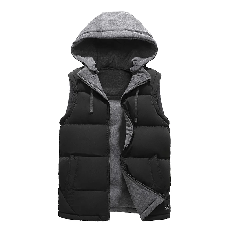 

Brand New Men's Winter Vest Jacket Sleeveless Hooded Jacket Men Vest For Down Cotton Jacket Waistcoat Wear on Both Sides