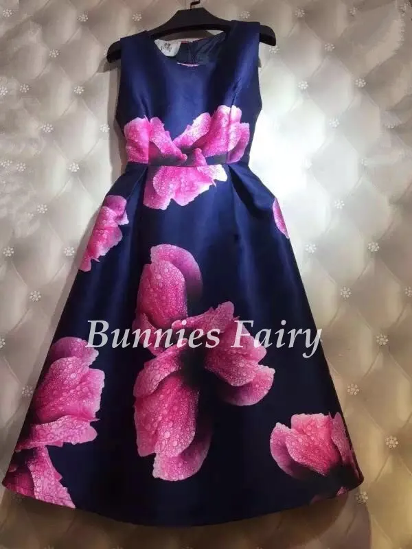 BunniesFairy Весна Осень Хепберн Винтаж Ретро Пастельные цветы цветочный принт Высокая талия платье-майка без рукавов Vestidos - Цвет: 15