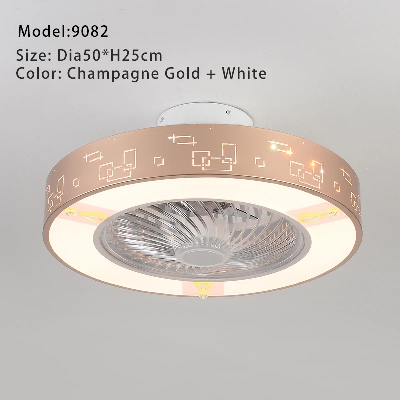 9082-Gold Светодиодный потолочный вентилятор для спальни, столовой, 110 В, 220 В, вентилятор, светильник, потолочные вентиляторы, светильник с дистанционным управлением - Цвет лезвия: 9082-Gold