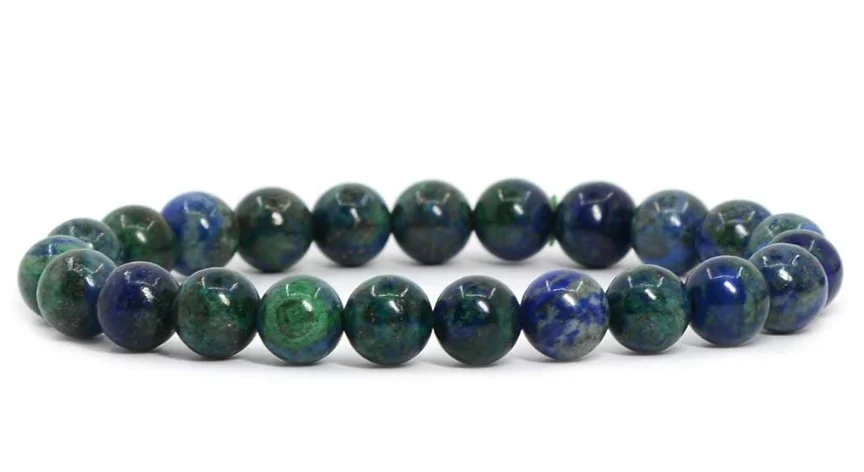 10pcs/Lot 8mm Lapis Chrysocolla Gem Stones Nature Round Beads Stretchy Bracelet 7.5&quot Connector Charm Healing Jewelry Making | Украшения