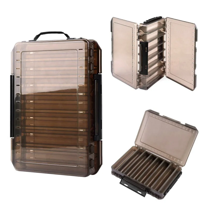 

Double 14 Compartments Bait Lures Boxes Storage Box Fishing Tackle Accessories Sided Plastic Fishing Lure Box