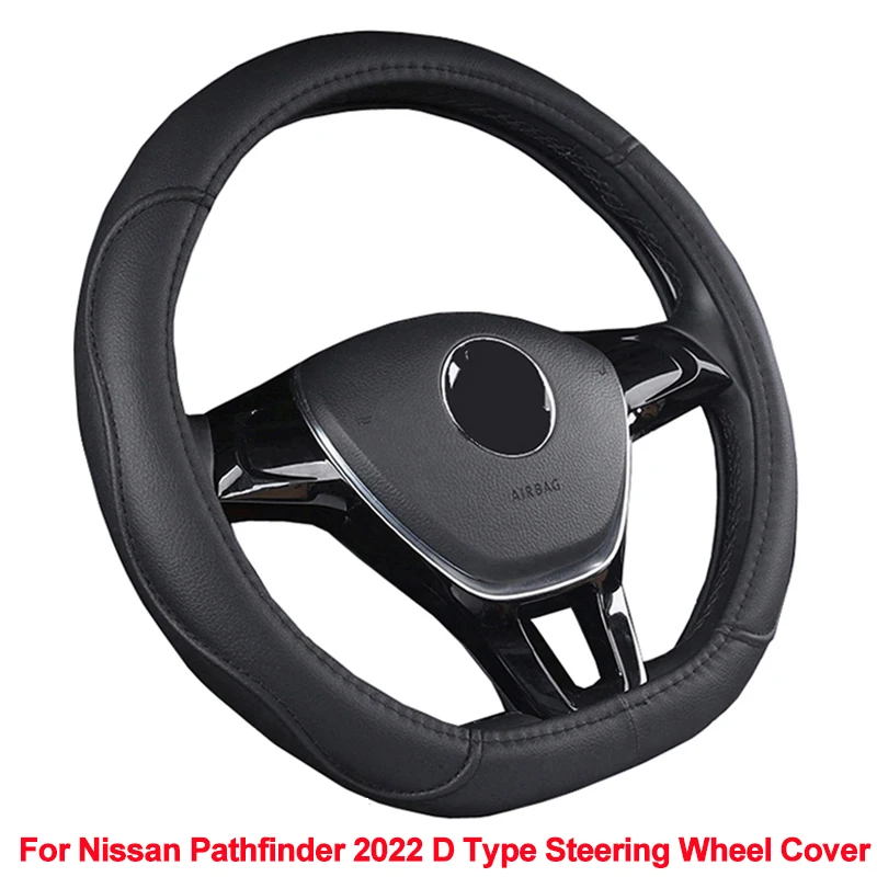 

D Type Car Steering Wheel Cover For Nissan Pathfinder 2022 Braid on Steering wheel D Shape PU Leather Non-slip Auto Protector