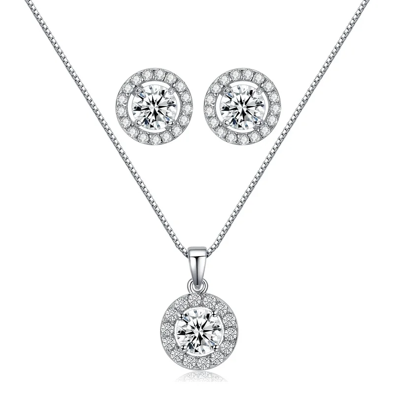 Jewelry Set UMODE Высококачественные серьги-гвоздики с фианитами 0,75к класса ААА+ огранки Сердца и Стрелы UE0012 - Окраска металла: Jewelry Set