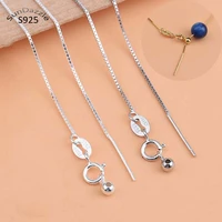 3pcs genuine real solid 925 sterling silver necklace with needle silicone bead diy jewelry making women box chain necklaces