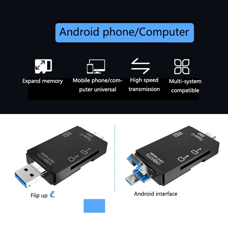 USB Type C двойной слот адаптер для флеш-карты TF OTG Micro SD Кардридер высокоскоростной