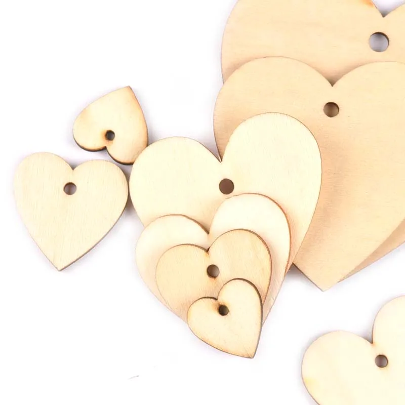 heart 50 шт. микс круглой формы натуральные деревянные украшения для скрапбукинга DIY Деревянные карфты одно отверстие аксессуары ручной работы украшение дома m2149 - Цвет: heart