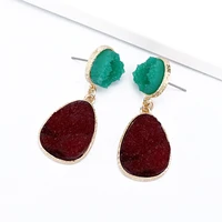 burgundy druzy resin earrings geometric water drop earrings for women jewelry statement pendientes mujer 2020