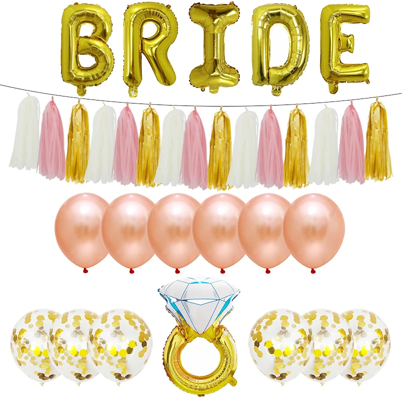 

Воздушные шары из фольги в виде надписи невесты из розового золота, 1 комплект