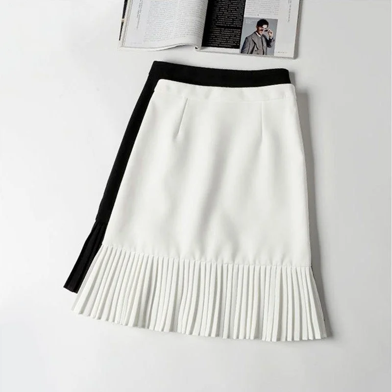 

Твердая Женская плиссированная юбка новые летние 2021, с высокой талией, а-силуэт, элегантные офисные женские туфли; Юбки; Одежда высшего каче...