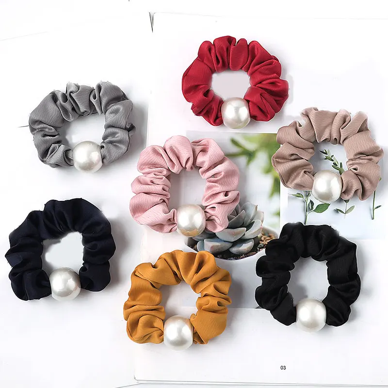 Новое поступление крупные жемчужные атласные резинки для волос женские конского