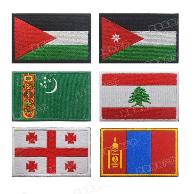 3D заплата вышивки Монголия Грузия Иордания Ливан палестинский флаг значок Броня
