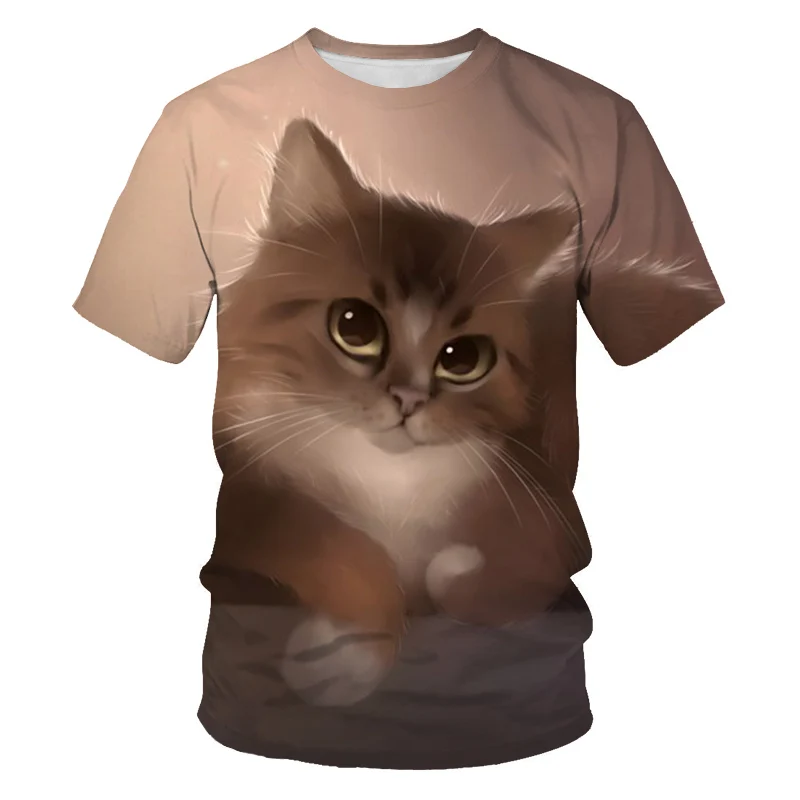 

New Cute Cat T Shirt Women Casual Funny Cartoon Print Tshirt Harajuku Kawaii Fashion T-shirt Summer Short Sleeve Top Tees Female