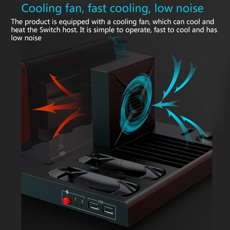 

6 in 1 Cooling Stand Controller Charger Station Compatible with N-Switch & Pro,for 4 & 2 Pro Controllers