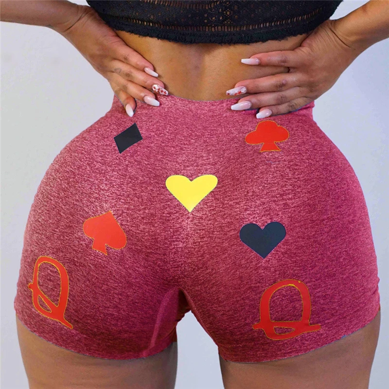 

Hot Sale Women Fashion Printed Shorts Ladies Summer Casual Skinny Shorts Slim High Waist Sports Shorts For Female