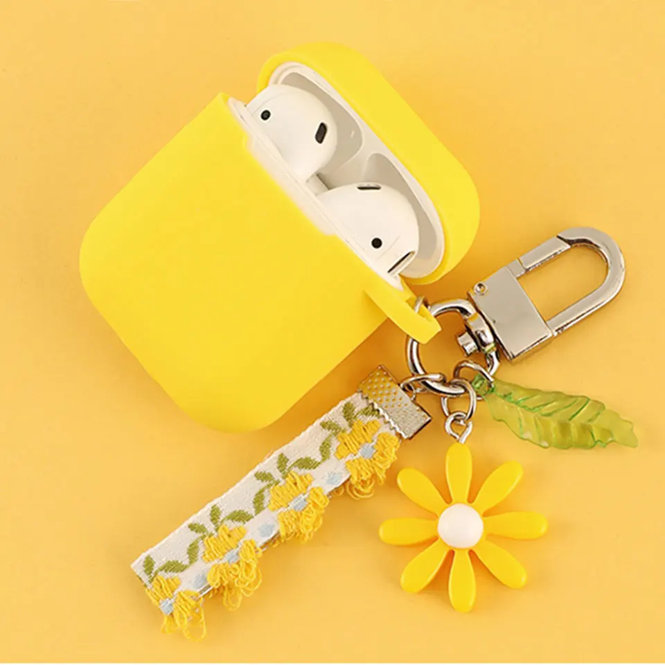 Роскошный милый корейский чехол с цветочным декором для Apple Airpods, чехол с орнаментом, аксессуары, Bluetooth наушники, силиконовый чехол, брелок