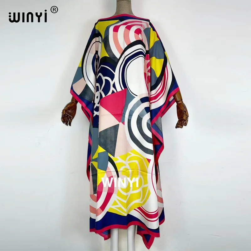 

Africa Fashion Blogger Recommend Popular printed Silk Kaftan Maxi dresses Loose Summer Beach Bohemian kaftan long dress for lady
