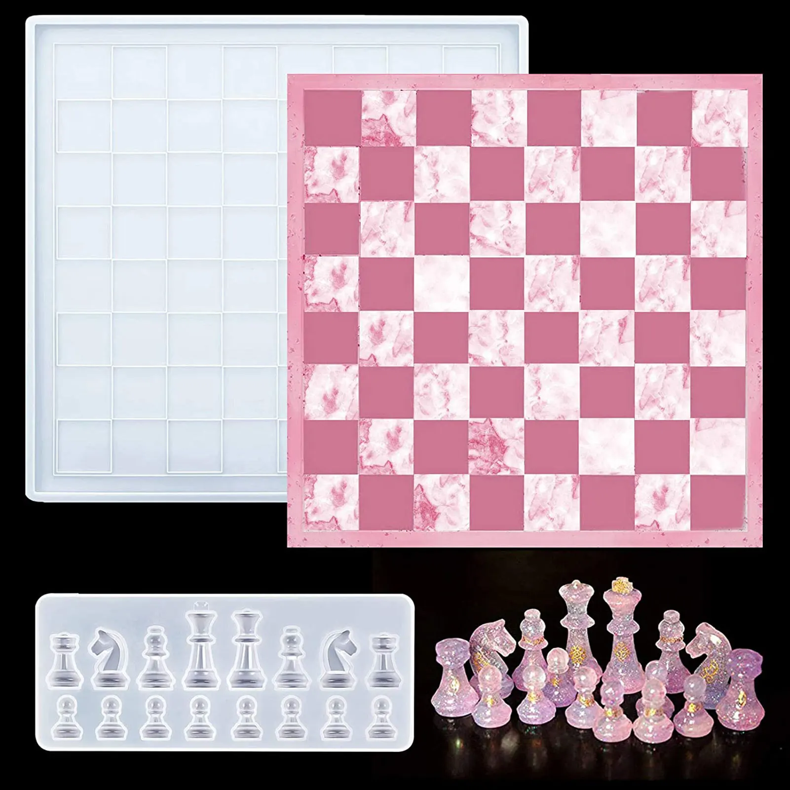 

Chess Board Silicone Mold DIY Crystal Gutta Percha Silicone Chessboard Mold Chessboard Only