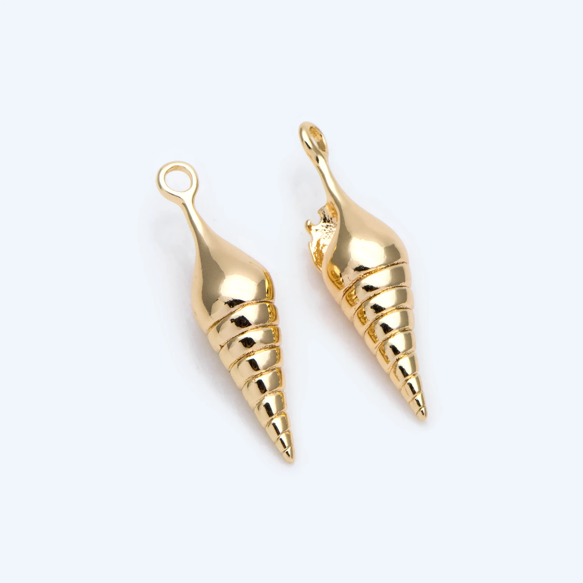 10 шт. подвески из морских ракушек 22x6 мм, латунь с покрытием из 18-каратного золота, подвески в виде ракушек 3D (искусственная кожа)