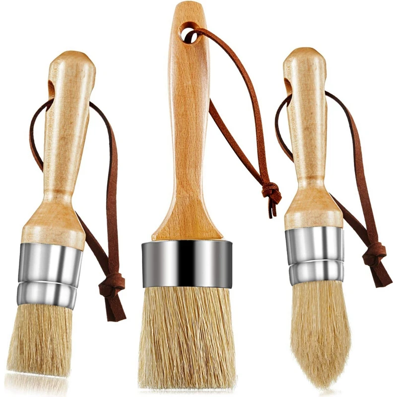

3 DIY Chalk Wax Mold Brushes, Flat, Pointed and Round Brushes ,Chalked Paint Brushes for Handicraft Painting