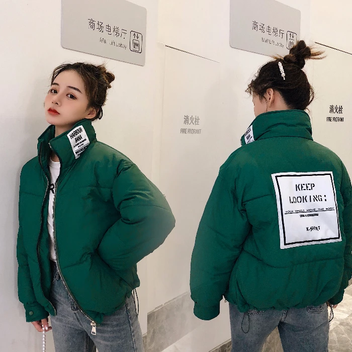 Осень и зима 2019 корейская версия хлопковое платье с воротником пуховое женское