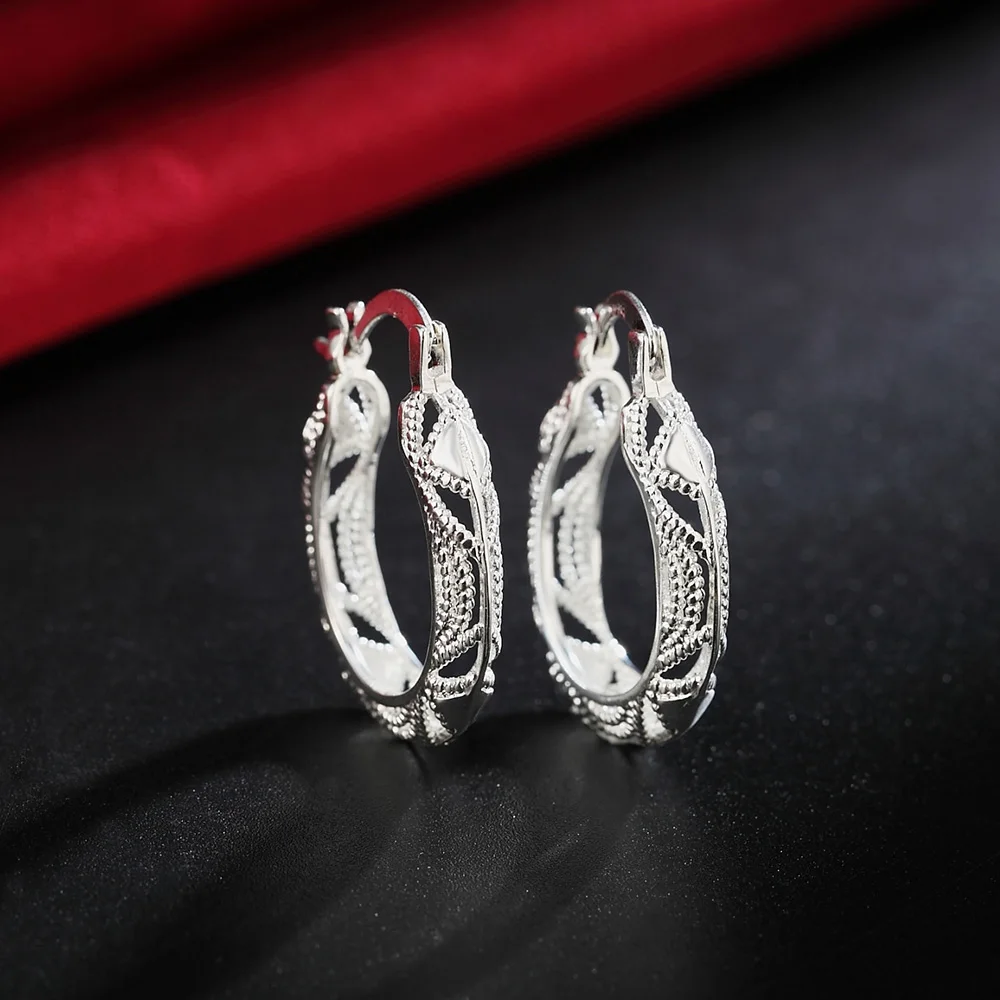 Wholesale lady 925 Sterling silver hoop women wedding Earring Jewelry wedding party charms Cute Fashion Christmas gift nice