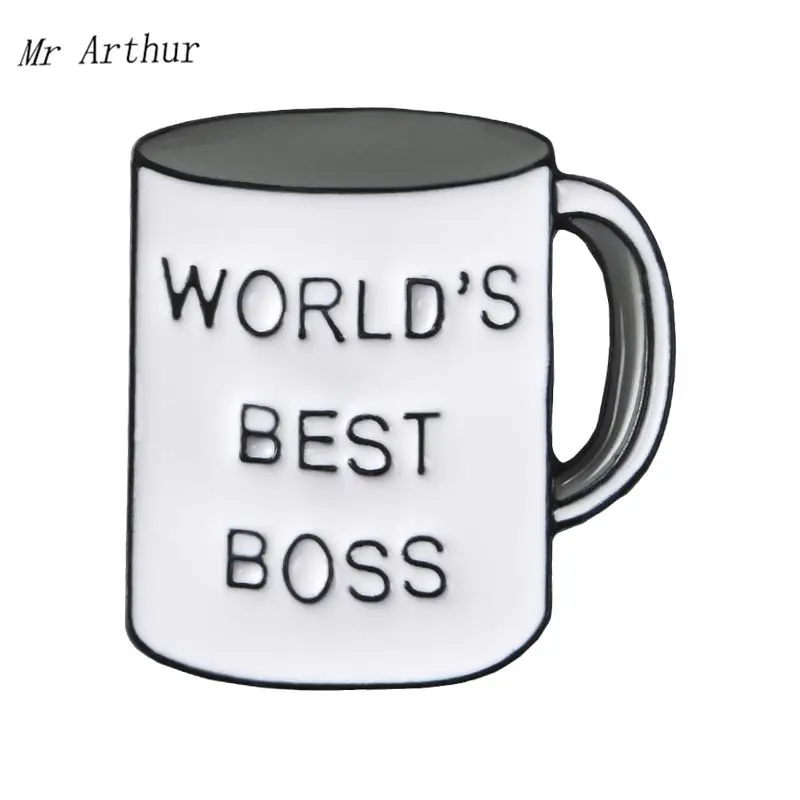 Серая чашка эмалированная булавка World's BEST BOSS брошь на рюкзак одежда с отворотом