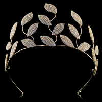 luxury leaf big bridal crown hairband bridal wreath wedding hair accessories headwear women headdress gold diadem pageant crowns
