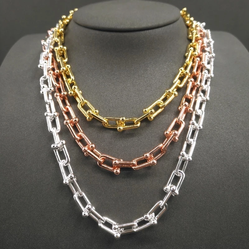 

Luxury women's classic necklace 925 Sterling Silver HardWear chain small U Chain Tif luxury brand necklace jewelry