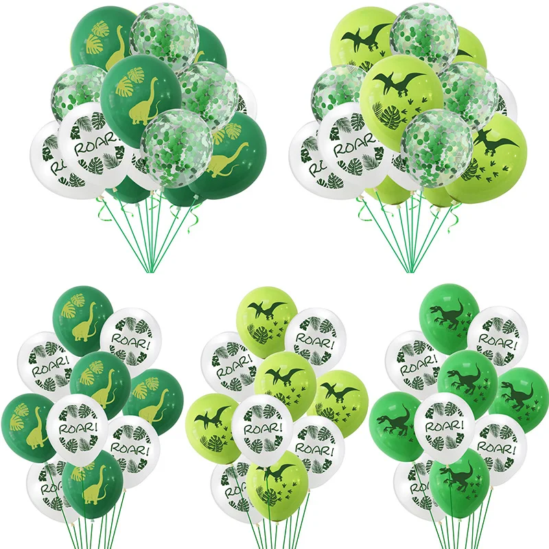 Dino Birthday Balloons Green Number Foil Balloon Dinosaur Jungle Wild Animals Party Latex Kids Baby Shower Decor Globos | Дом и сад