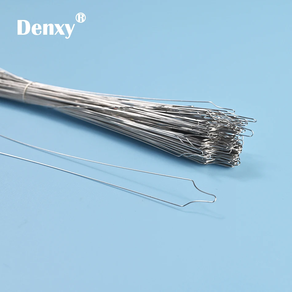 Denxy 500pc High Quality Long Type Metal Orthodontic Ligature Wire Orthodontic Bracket Kobayashi Preformed ligature tie Archwire