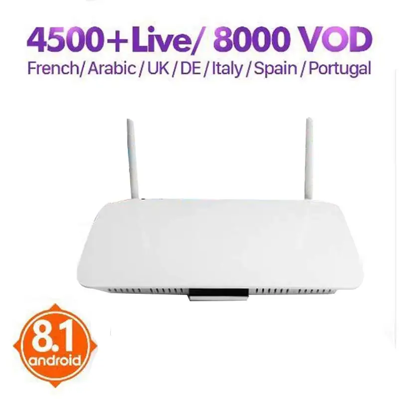 US Plug NO Code IP tv Франция tv Box Q1404 Android 8,1 ТВ приемник Арабский IP tv 1 год Франция арабский Бельгия Турция Португалия IP tv Box - Цвет: US Plug NO Code