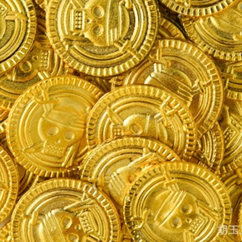 20 шт. пиратское сокровище пластиковая монета реквизит золотого с черепом для