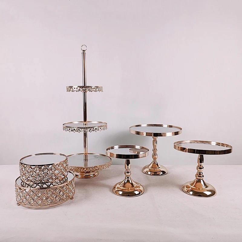 

3pcs -9pcs 2 tier Cupcake Dessert Display Decoration Tools Wedding Crystal Mirror Cake Stands set