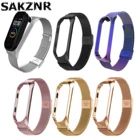 Модный металлический ремешок для Xiaomi Mi Band 5 4 3, мужской и женский браслет из нержавеющей стали, браслет для Mi Band 6 5