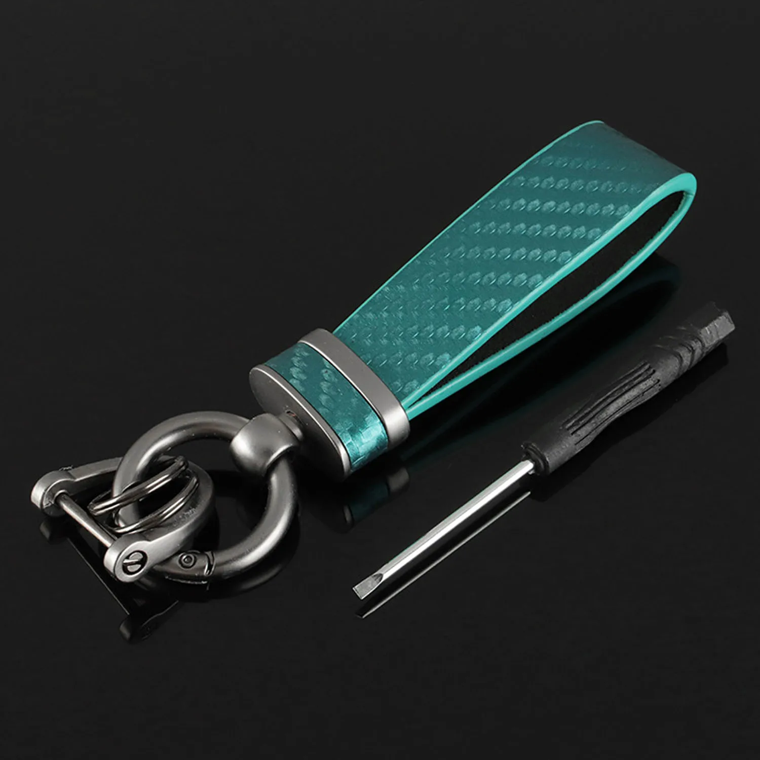 Car Keychain Ladies Luxury 2021 New Carbon Fiber Grain Metal Leather Keychain Holder Luxury Men's Gift Mobile Phone Accessories