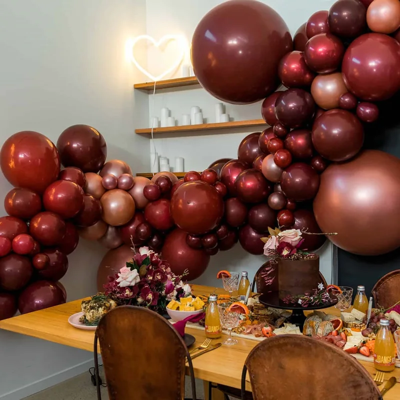 

100 pcs 5/10/12inch Burgundy Pearl Latex Helium Balloons Wine Red Party Globos Baby Bridal Shower Wedding Birthday Decor