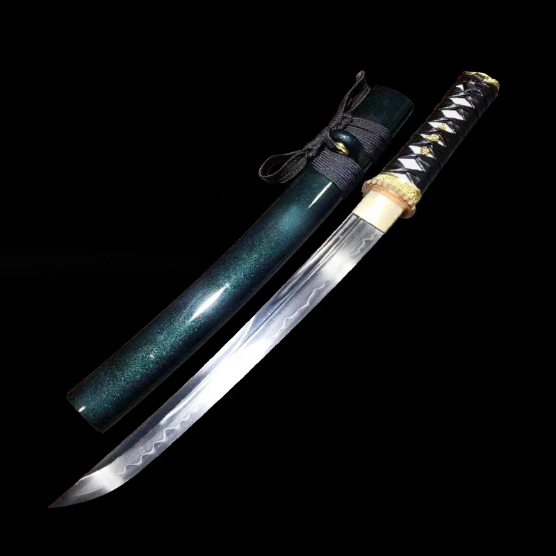 Handmade T10 Steel under the Solid to Burn Blade Japanese sword katana short Bending of knife Very sharp samara wakizashi