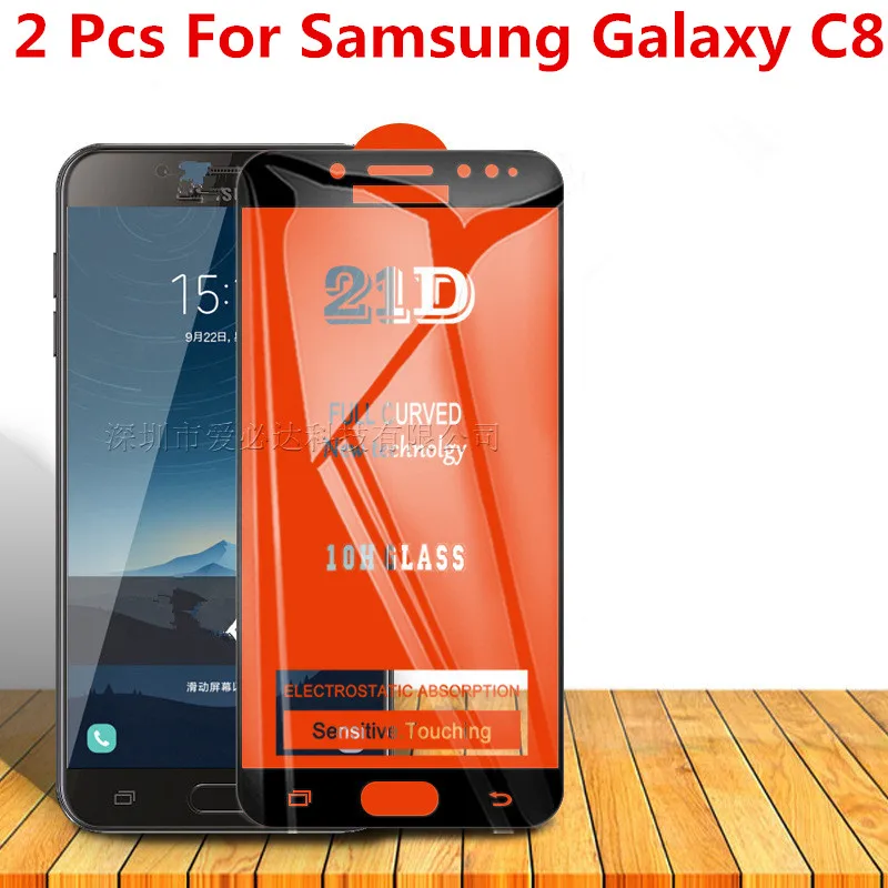 

2 Pcs Full Cover Tempered Glass For Samsung Galaxy C8 Screen Protector For SAMSUNG galaxy c8 Glass Film