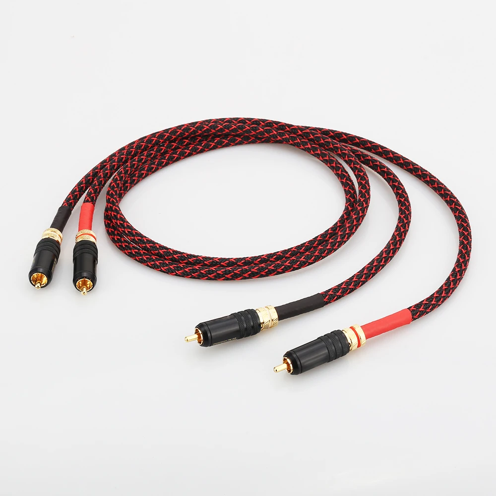 Pair HiFi A53 CANARE 99.998% OFC Copper Audio Cable With Gold Plated RCA To RCA Interconnect