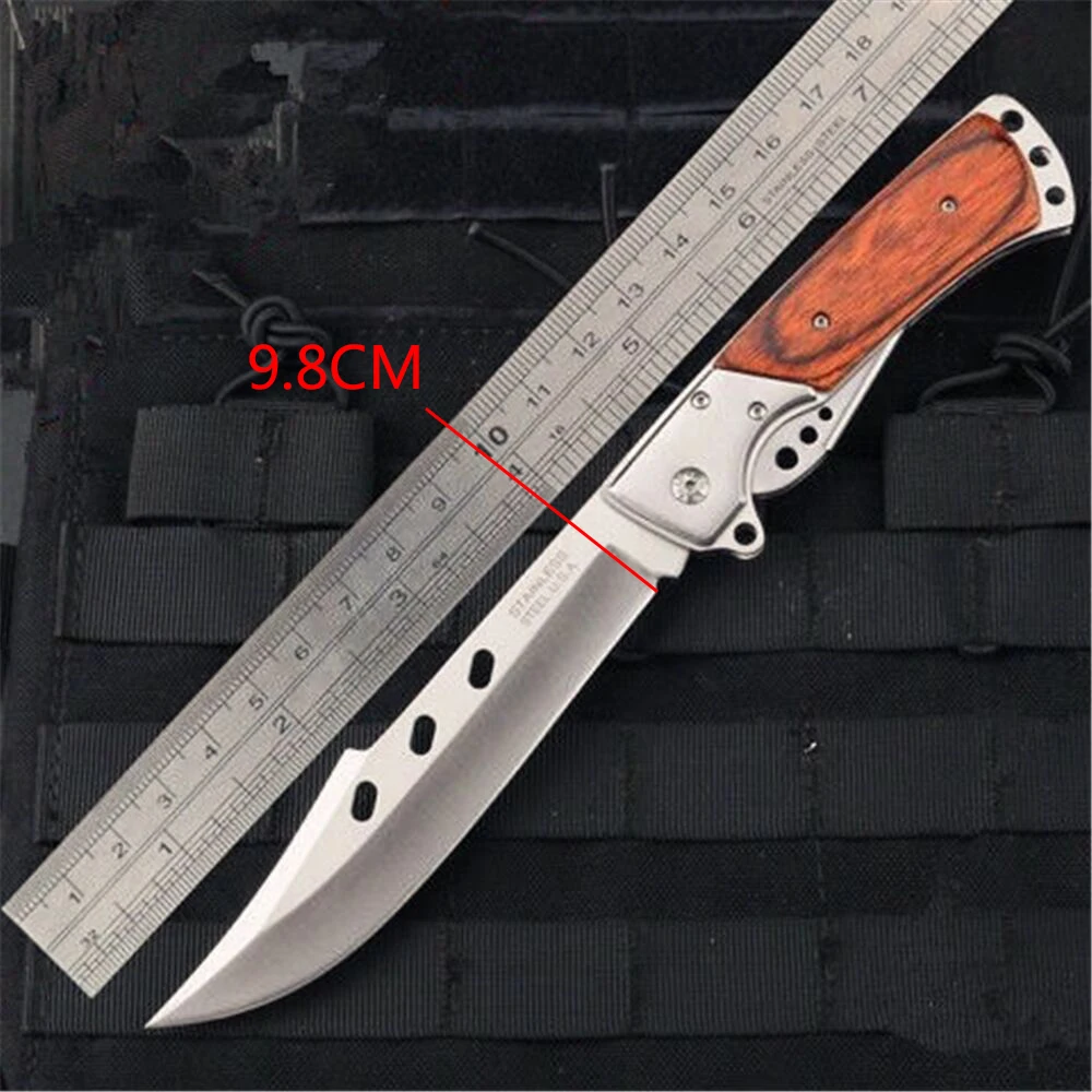 

58HRC Folding Blade Knife 8cr15mov Steel Wood Handle Folding Survival EDC Tool Camp Hunt Outdoor Pocket Fruits Utility Knife