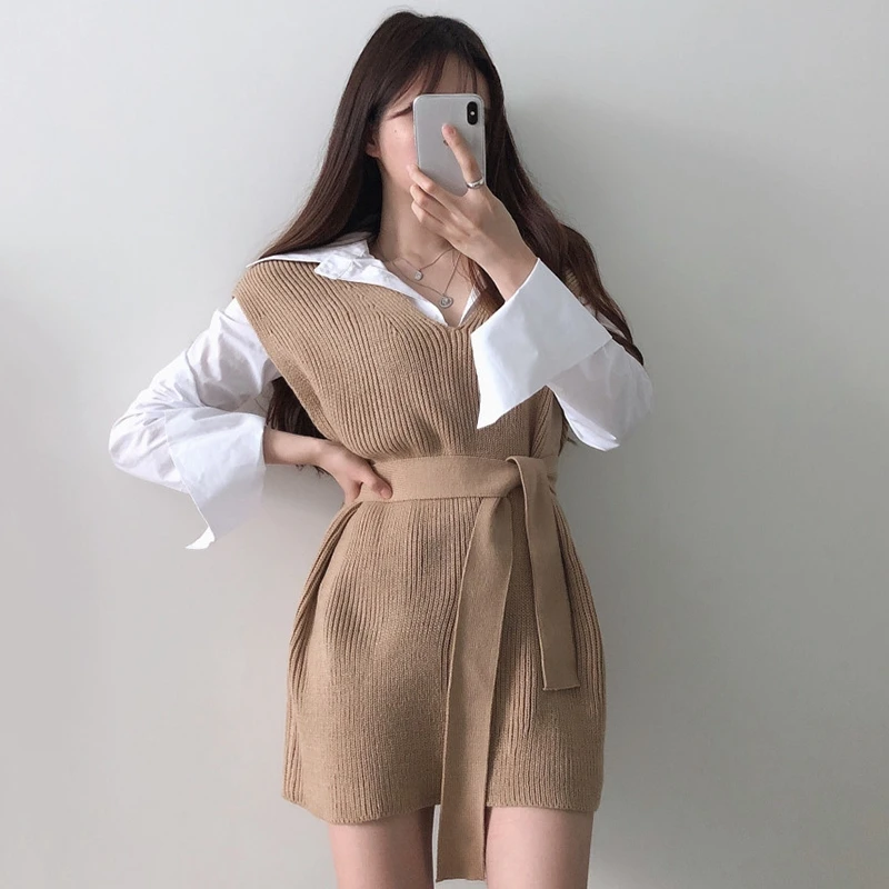 RealShe вязаный женский жилет с v образным вырезом без рукавов однотонный длинный