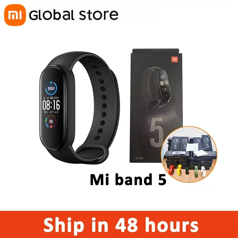 Смарт браслет Xiaomi Mi Band 5 4 цвета сенсорный экран Miband5 фитнес трекер пульсометр