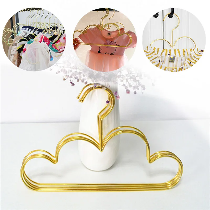 Вешалки для одежды малышей детские Нескользящие металлические золотые вешалки в