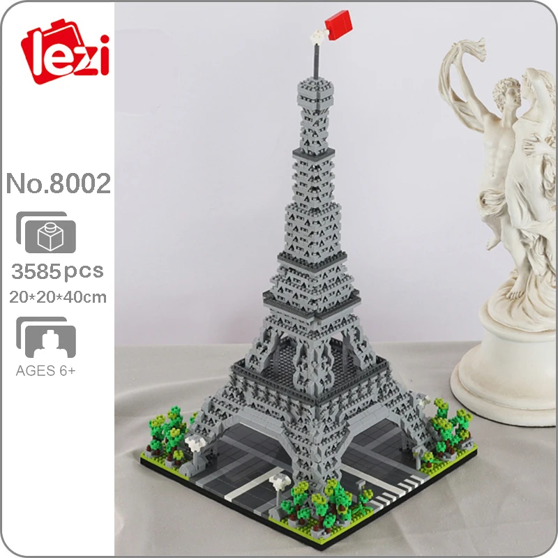 

CB 8002 World Architecture France Paris Eiffel Tower 3D Model DIY Mini Diamond Blocks Bricks Building Toy For Children No Box