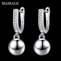 maikale classic round drop earrings ball pendant gold silver color korean earrings for women fashion jewelry send friend gifts
