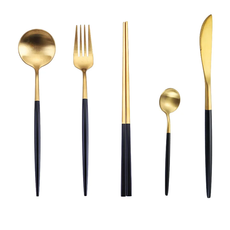 Горячая Распродажа 4 шт./компл. чистое золото Европейские столовые приборы нож 304