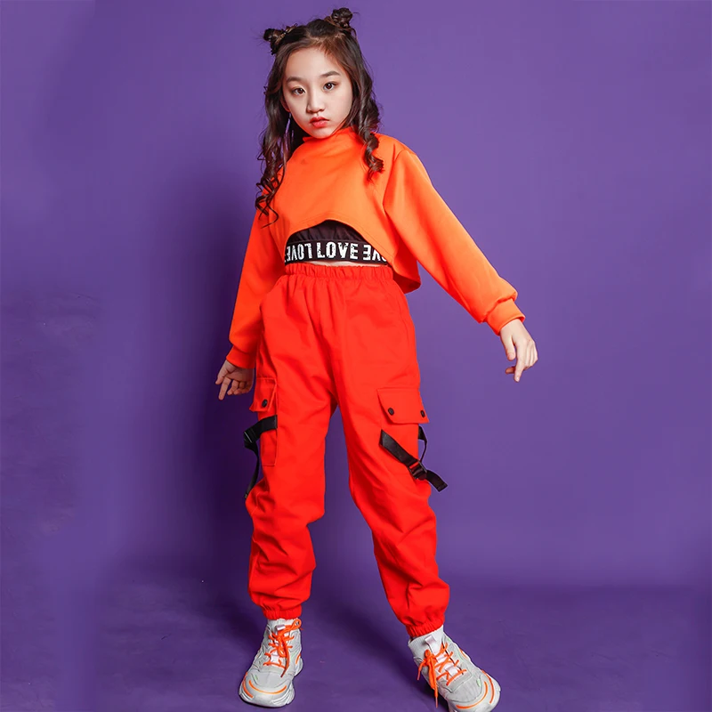 Детский костюм для джазовых танцев одежда в стиле хип-хоп девочек укороченная